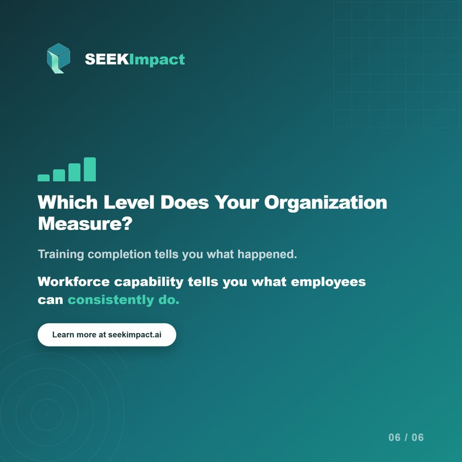 Which level does your organization measure? Training completion tells you what happened. Workforce capability tells you what employees can consistently do.